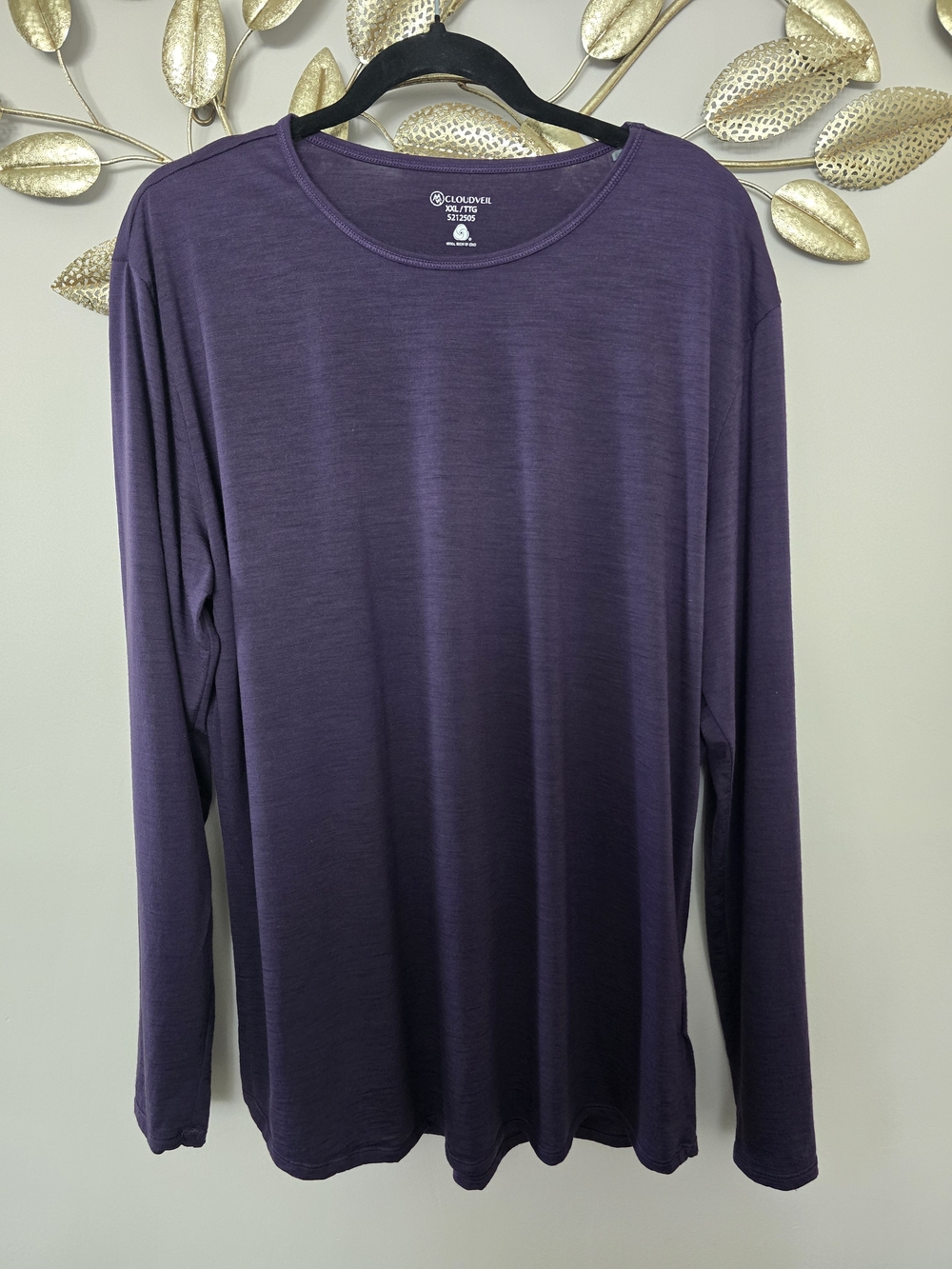 Cloudveil Wool Women’s Unisex Long-Sleeve Crew - Plum Sz XXL